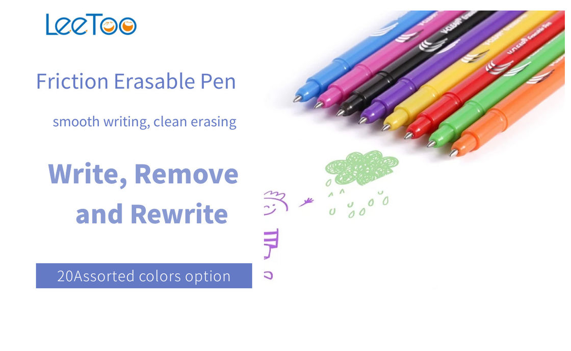 Plastic Heat Sensitive 12 Colors Friction Pen 0.5 Black Blue